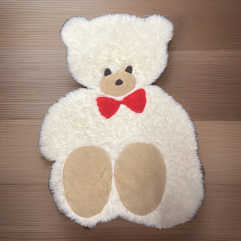 VTG 80's Teddy Bear Faux Fur Sheepskin Big Rug Shag Area Soft Plush Nursery Kid